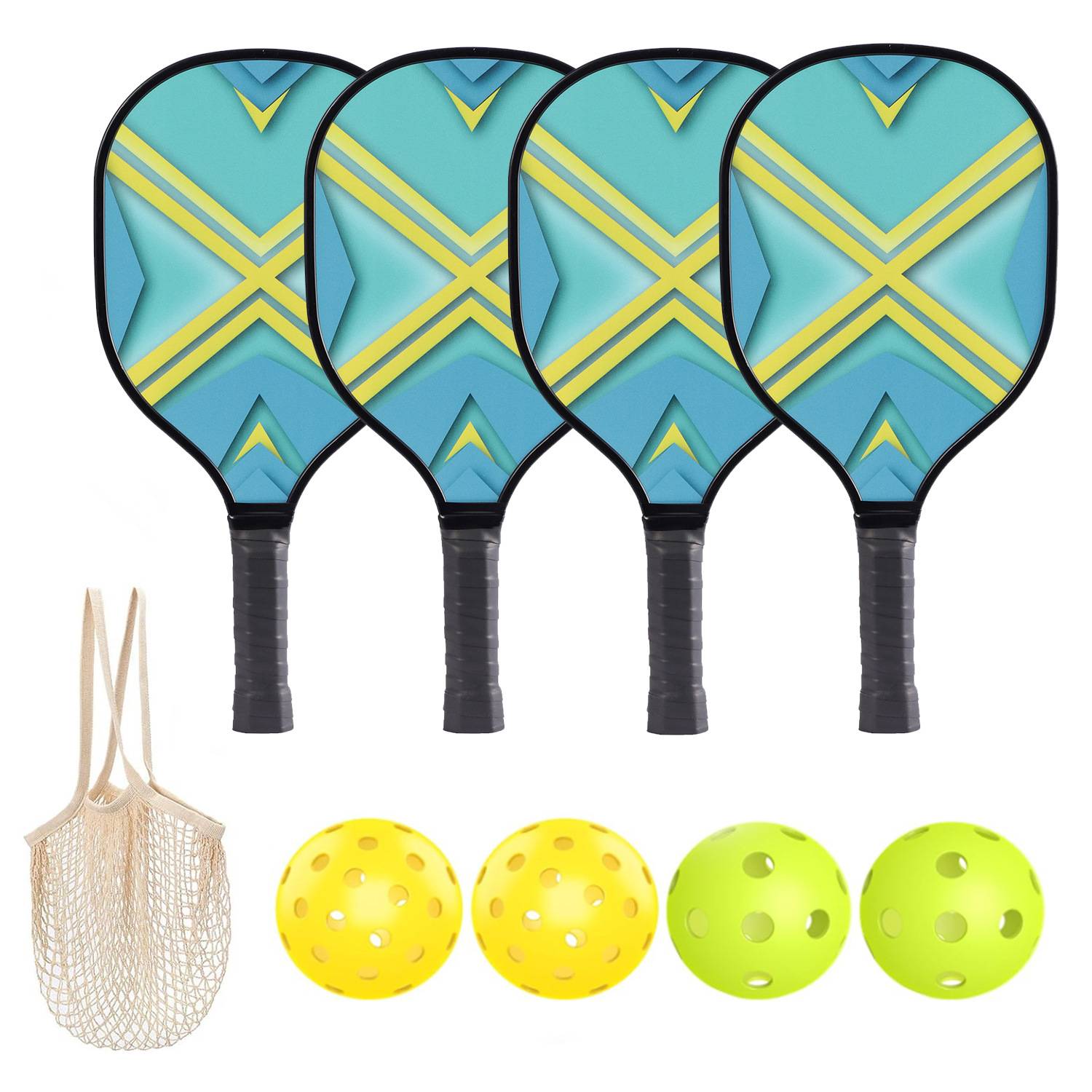 [Nine -layer poplars of poplar worm racket] 4 rackets (border)+4 ball+1 net pocket [Model 7006]